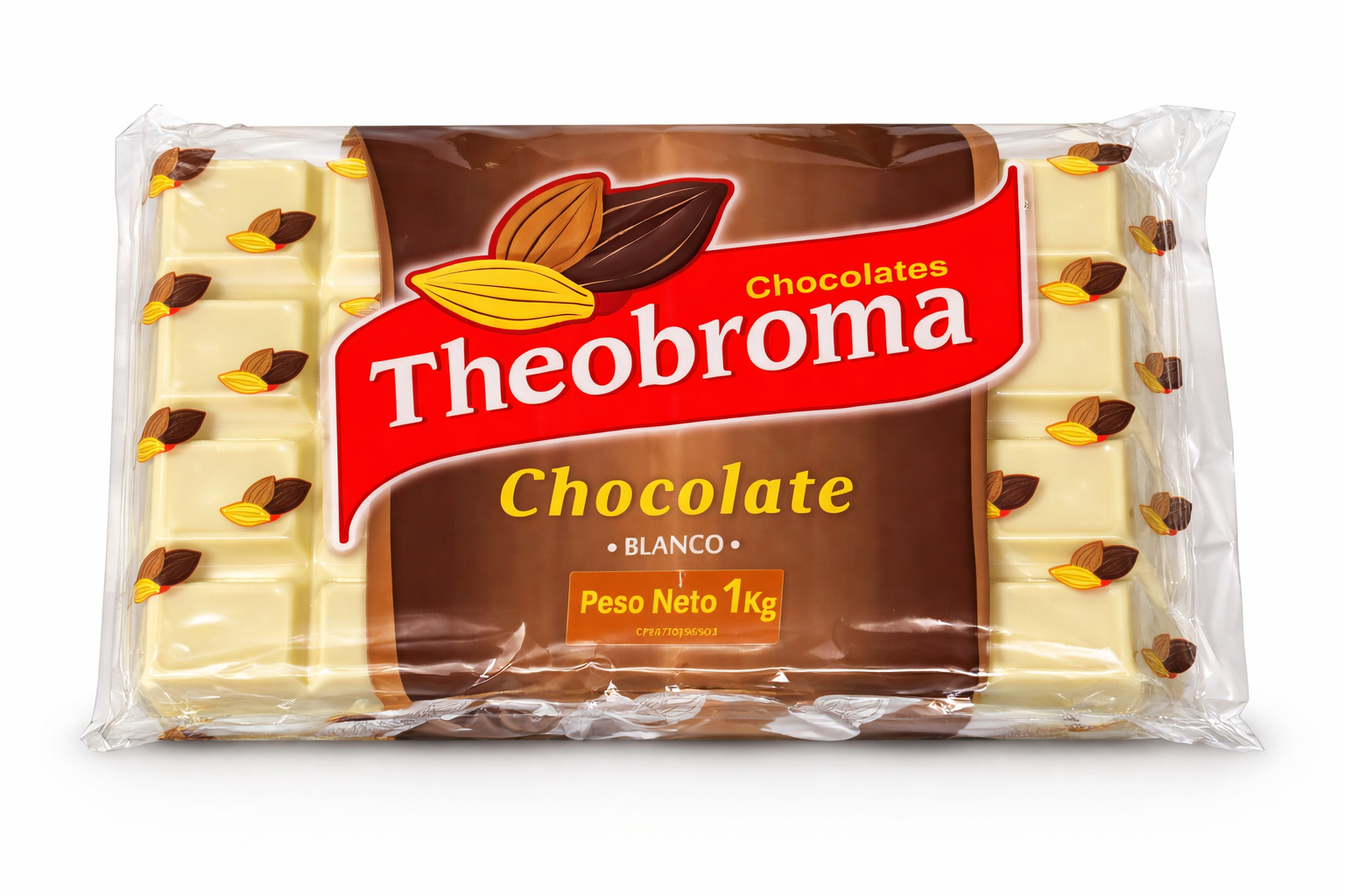Chocolate Blanco Theobroma con 45% mínimo de cacao y manteca de cacao pura