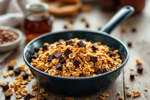 Granola Crujiente Casera con Chocolate y Grageados Theobroma