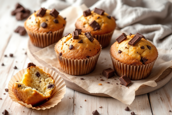 Muffins de Cambur y Chocolate Semiamargo