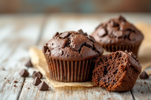 Muffins de Doble Chocolate Estilo Cafetería (con copete alto)