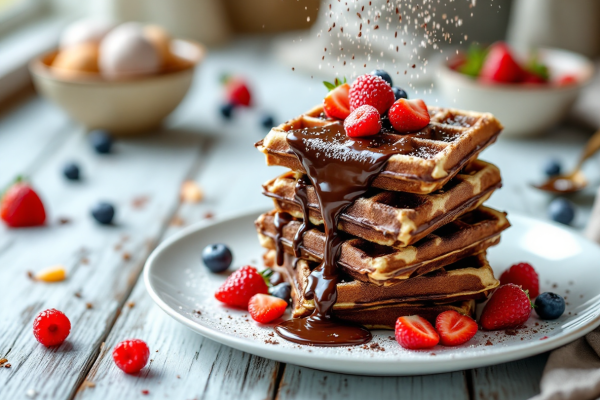 Waffles de Chocolate Caseros (Esponjosos por Dentro, Crujientes por Fuera)