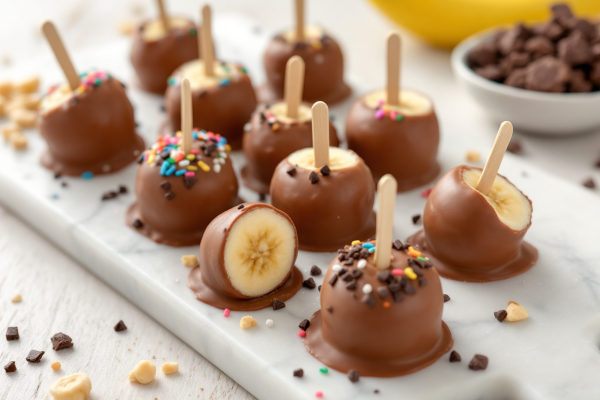 Bocaditos de Cambur Congelado Bañados en Chocolate (Sin Horno)